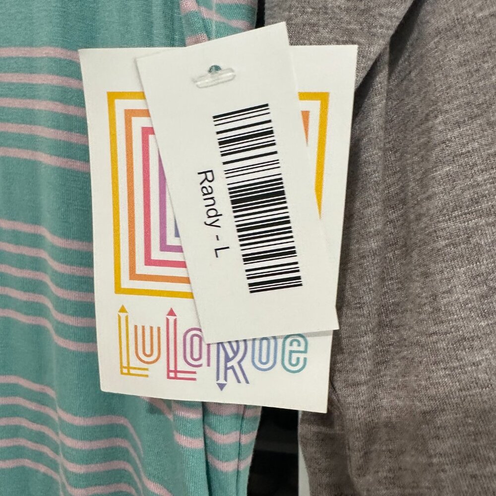 LuLaRoe Randy Baseball T-shirt - Blue & Gray - Large NWT - Picture 3 of 4